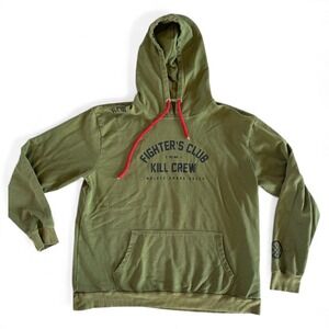Kill Crew Fighters Club Hoodie Olive Green Mens Long Sleeve Hooded Sweatshirt XL